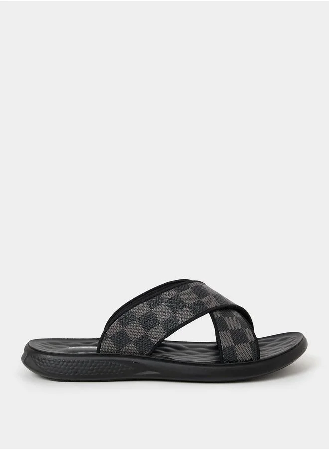 ستايلي Checked Cross Strap Luxurious Slides