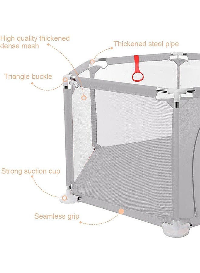 WEMART Children's Play Fence,Baby Fence,Oversized Event Center Indoor and Outdoor Large Gaming Fence with Non-Slip Base,Sturdy Security Fence and Ultra-Soft and Breathable Mesh (Gray) - Image 5