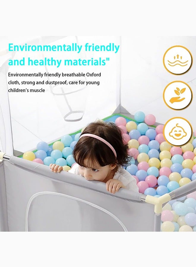 WEMART Children's Play Fence,Baby Fence,Oversized Event Center Indoor and Outdoor Large Gaming Fence with Non-Slip Base,Sturdy Security Fence and Ultra-Soft and Breathable Mesh (Gray) - Image 2