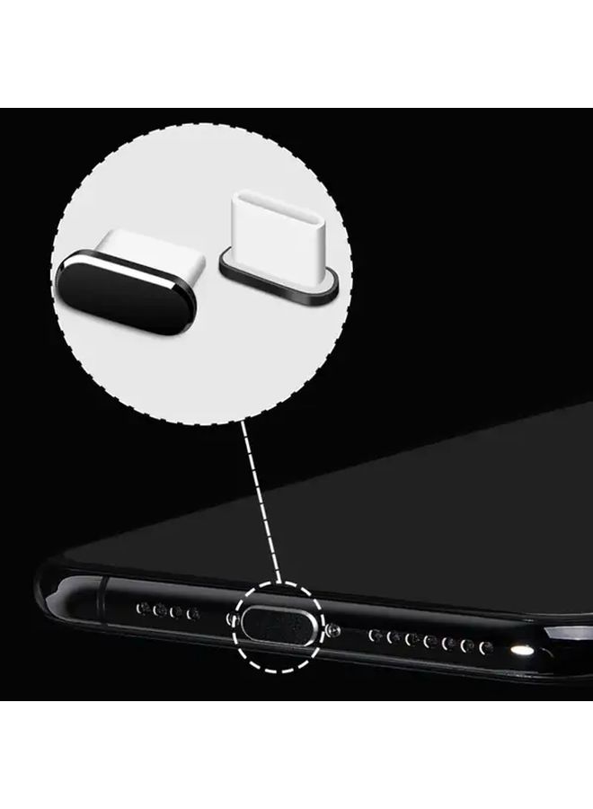 Black Aluminum Alloy Charging Port Dust Plug With Cleaning Brush - Image 3