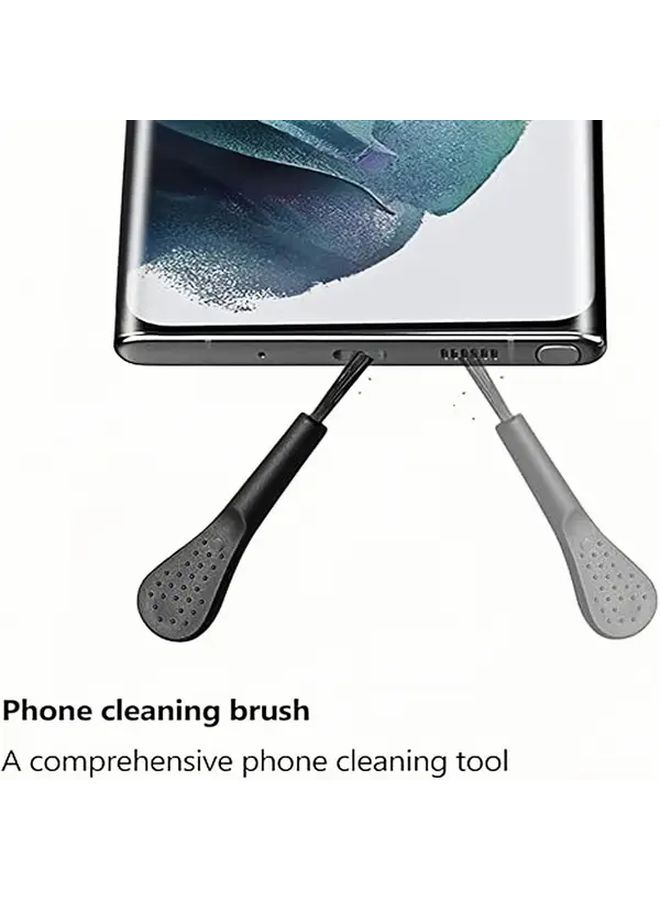 Black Aluminum Alloy Charging Port Dust Plug With Cleaning Brush - Image 4