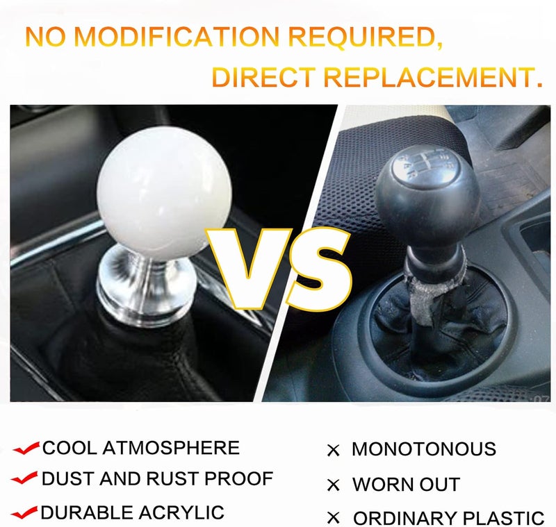 YIUIY Universal Round Ball Gear Shift Knob - Pure White - Image 3