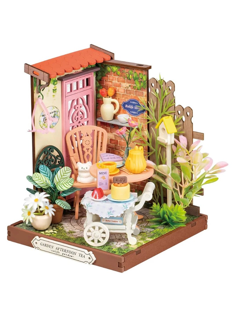 Rolife Fancy Tea Yard DIY Miniature House DIY Hobby Craftsman Gift DIY Crafts Birthday Gifts Home Decor For Girls and Boys Teens Adults  - Image 1