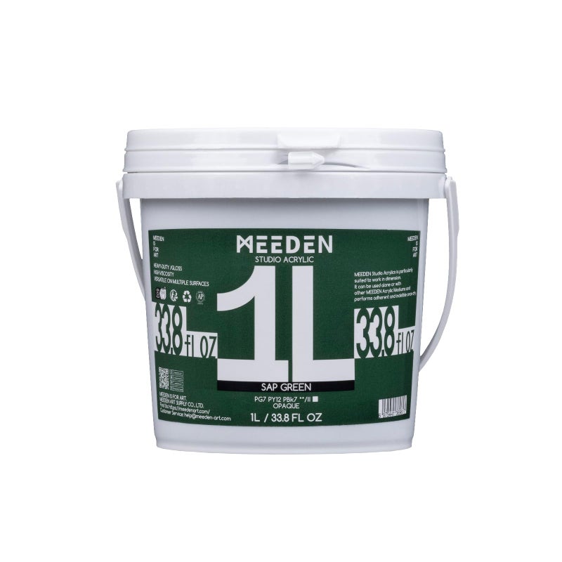 MEEDEN Sap Green Acrylic Paint 1 L 338 oz Heavy Body Gloss NonToxic Thick Art Paints for Canvas Crafts Painting - Image 2