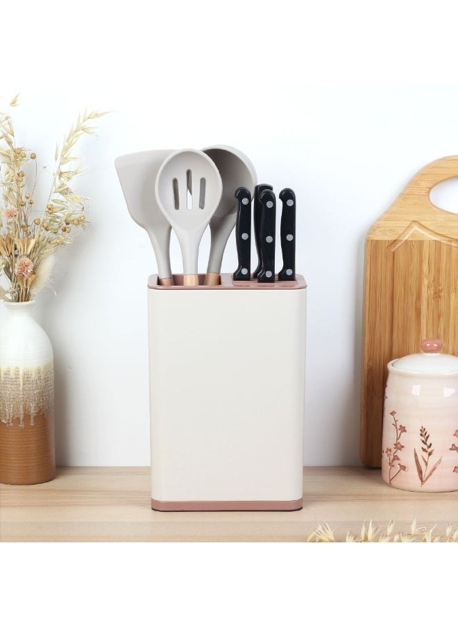 DANUBE HOME Danube Home Mocha Knife & Cutlery Holder 16 X 10 X 24 Cm | Abs Cutleries Stand | Durable Kitchen Utensils Accessories For Home Dining Kitchen - Multi Color  - Image 1