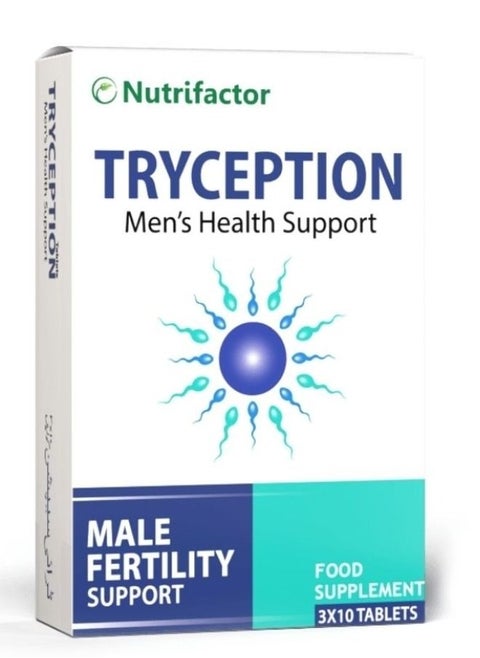 Tryception | Male Conception and Testosterone Booster Supplement | 20 Essential Nutrients with Maca Root, L-Carnitine, Zinc, and Selenium - 30 Tablets