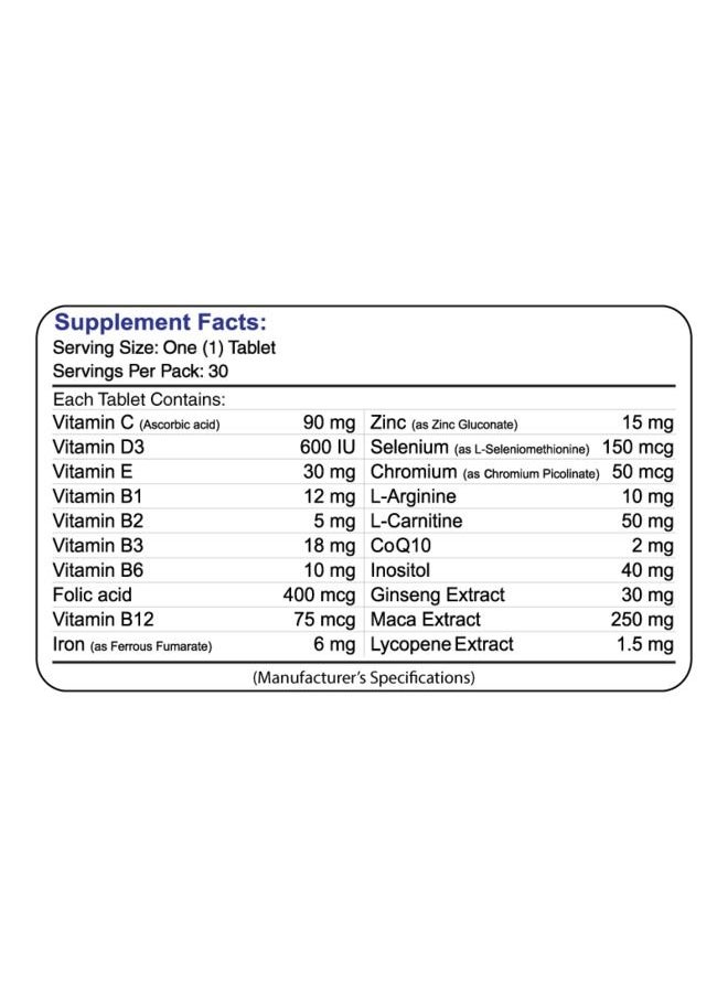 Nutrifactor - Tryception | Male Conception and Testosterone Booster Supplement | 20 Essential Nutrients with Maca Root, L-Carnitine, Zinc, and Selenium - 30 Tablets - Image 1