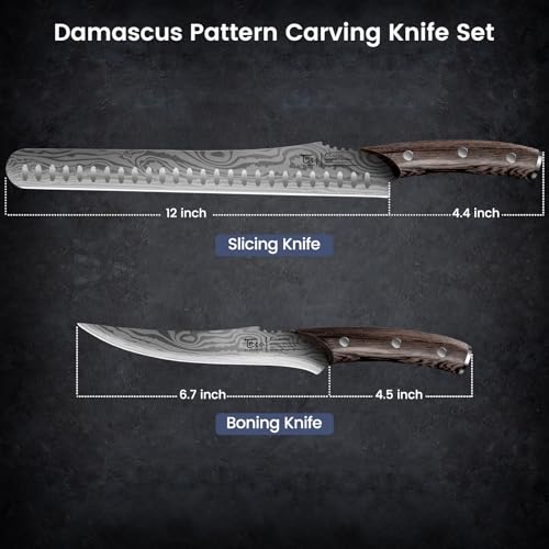 SYOKAMI Brisket Slicing Knife Set, Carving and Boning Knife for Meat & Turkey Cutting, Japanese Style High Carbon Steel Kitchen Knives Set For Home & BBQ, Wood Ergonomic Full Tang Handle, Gift for Mom - Image 2