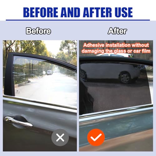 Tuxihapp 4PCS Car Side Window Sunshade - Reusable Washable Static Cling Film Car Window Shade Sticker Block UV Rays & Heat Glare - Vehicle Window Film Shade Privacy Protector for Most Cars (Black) - Image 5