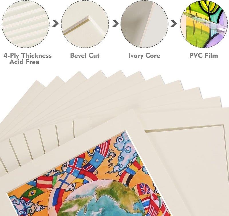 HOTUO 12 Pack A4 Paper Frames for Kids Drawing, Ivory Display 8.5x11 Cardboard Picture Frame with PVC Film. - Image 3