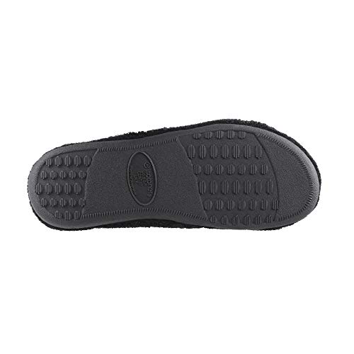 isotoner Women’s Indoor/Outdoor Slip-on Microterry X-Slide Slippers with Satin and Memory Foam Comfort , Black, 7.5-8 US - Image 3