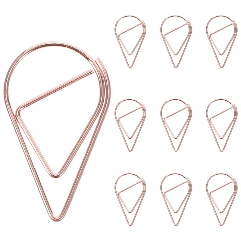 10 Pcs Gold Water Drop Shaped Metal Paper Clips For Office School Home Use - Image 2