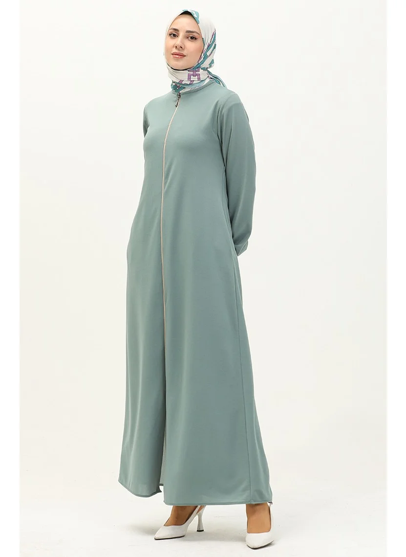 Sefa Merve Zippered Pocket Abaya 6666-09 Mint Green