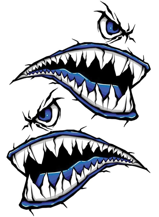 MOOCY 2Pcs Shark Teeth Mouth Kayak Stickers，Kayak Decals Waterproof DIY Funny Graphics Accessories for Kayak Canoe Fishing Boat Car Truck Jet Ski Hobie Dagger Ocean Boat Decoration - Image 1
