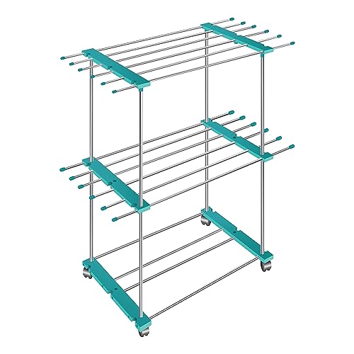 TNT THE NEXT TREND Trixy Premium Carbon Steel Indoor/Outdoor Clothes Stand for Drying with U-BAR, Cloth Drying Stand with Wheels | Anti-Rust Cloth Drying Stand for Balcony. (2 Layer) - Image 2