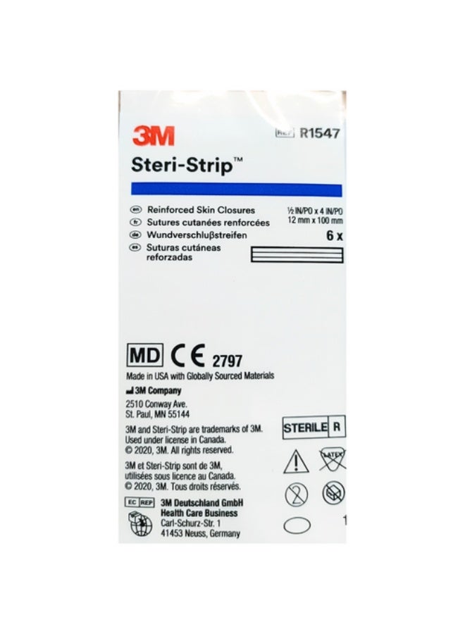 3M Steri-Strip Reinforced Skin Closures - 1/2" x 4" - 20 Pack of 6 Strip Envelope (120 Strips) - Image 1