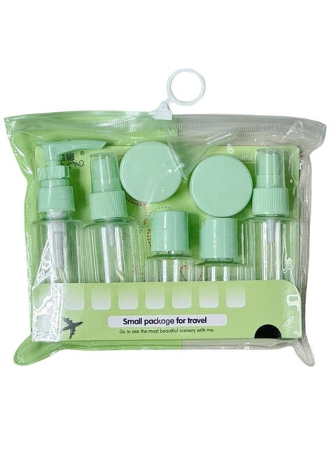 LUKADAH Travel Bottels Set | 2 spray bottles, 2 flip-cap bottles, 2 cream jars, and 1 pump bottle, all packed 1 - Free of BPA | Perfect For home, travel, business trip & daily life | Travel Gift Set of 8