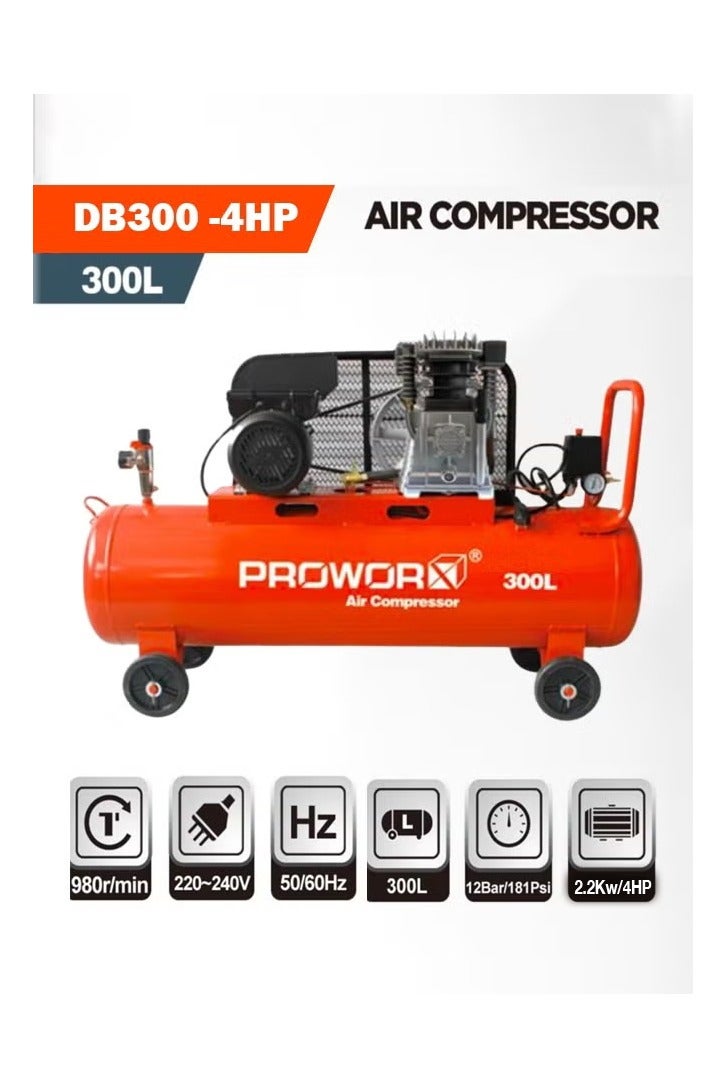 Proworx DB300 - 4HP Air Compressor 300L – 980L/min – 12 Bar – Industrial Use – 1-Year Warranty - Image 1