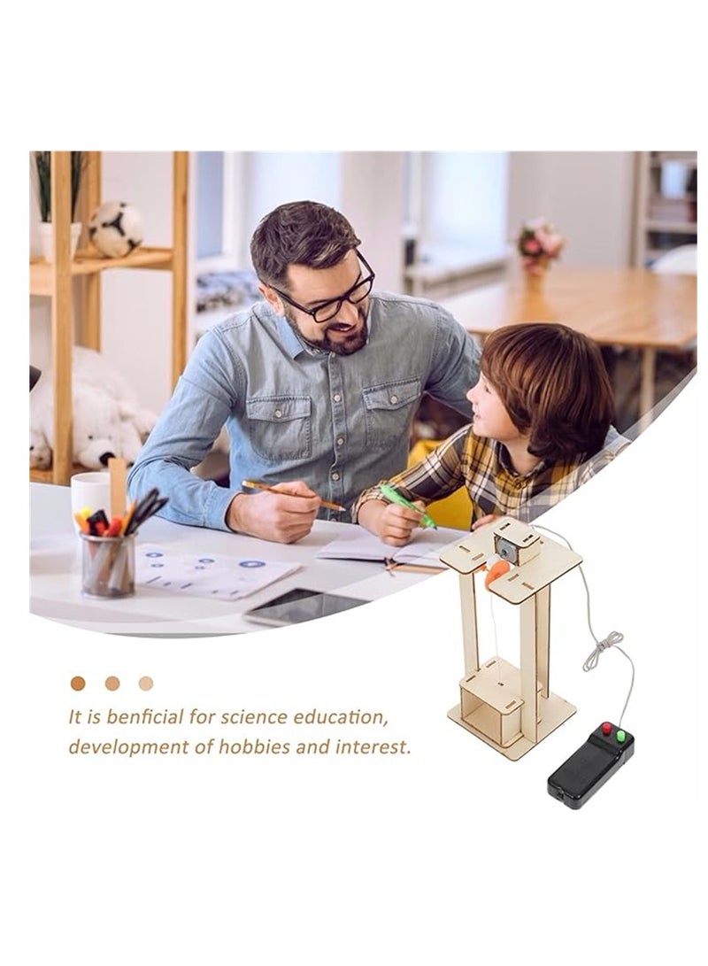 DIY Wooden Elevator Kit, Kids DIY Elevator Set Lifts Elevator Model, DIY Crafts Making Kit Early Education Learning Toy, Model Building Kits with Battery for Children Kids - Image 5