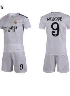تيشيرت كرة القدم الأساسي لنادي ريال مدريد لموسم 2024-2025 بتصميم كيليان مبابي رقم 9 صناعة تايلاند مقاس كبير شبابي رجالي 32