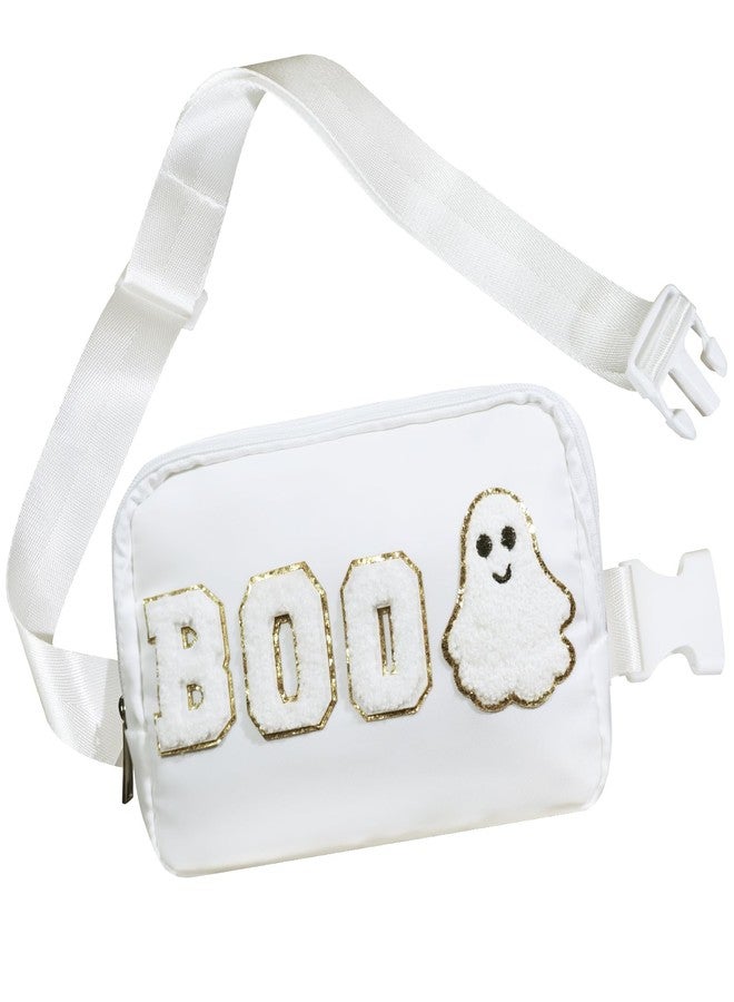 GRESEESM Cute Halloween Ghost Purse Crossbody Fanny Pack - Spooky Boo Basket Stuffer, Halloween Gifts for Women, Kids, Teens, Girls - Fun Halloween Costume Accessory Trendy Stuff - Image 1