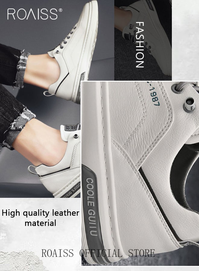 roaiss Casual Cortical Loafers Shoes for Men Versatile Slip On Solid Leather Sneakers Breathable and Soft Flat Sports Shoe  - Image 5