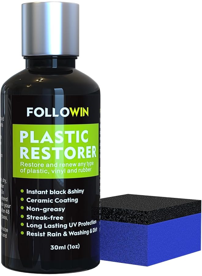 FOLLOWIN Plastic Restorer For Cars Ceramic Plastic Coating Trim Restore, Resists Water, Uv Rays, Dirt, Ceramic Coating, Not Dressing, Last Over 200 Washes, Highly Concentrated, 30Ml  - Image 1