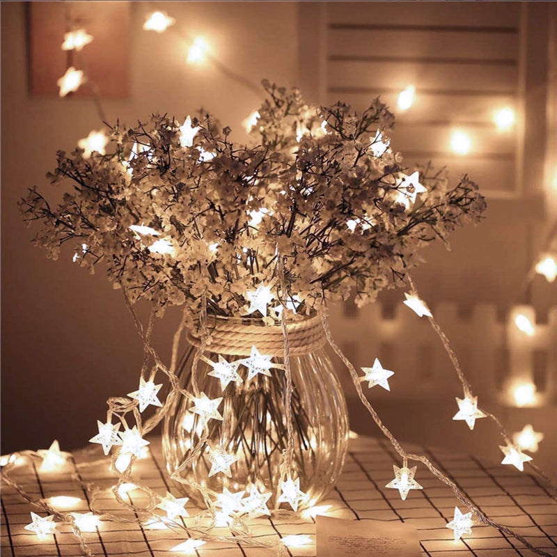 Kuber Industries Kuber Industries 28 Led Direct Plug Crystal Star Designer 10 Meter String Light for Festivals and Home Decoration White CTKBC031506 - Image 2