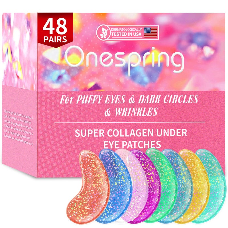 Onespring Eye Masks (48 Pairs) - Face Masks Skincare, Undereye Patches for Puffy Eyes, Dark Circles, Wrinkles, Collagen Eye Gels for Bridesmaid - Gifts for Women, Bachelorette Party Favors - Image 1