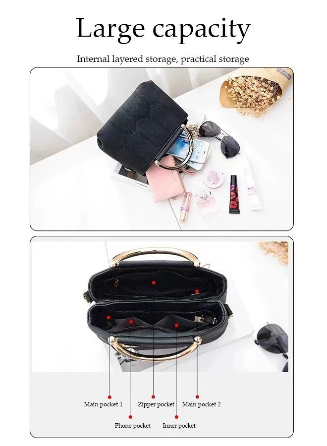 DUNISO Womens HandbagPortable Large Capacity Shoulder BagPU Leather Tote Messenger BagCrossbody Bag with Top HandleEquipped with Adjustable Shoulder StrapsDurable and SturdySuitable for Shopping Traveling and Dating - Image 3