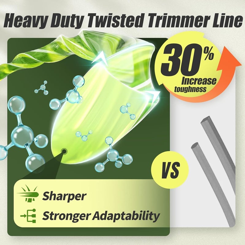 EVENTRONIC Weed Eater String, 095 Weed Wacker String of 200-Feet, Sring Trimmer Line for Universal Replacement, Heavy Duty Weed Trimmer Line Fits Medium & Heavy Grass & Weeds, Twist Yellow Premium Nylon - Image 3