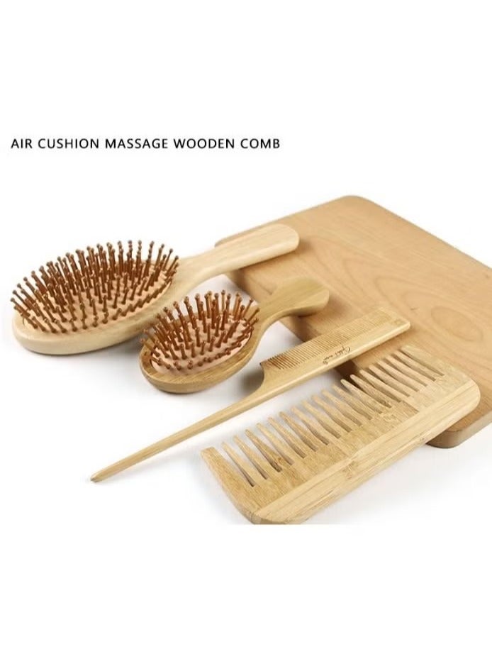 Loquat Wood Hair Brush/Hair Scalp Massage Comb Set - Image 3