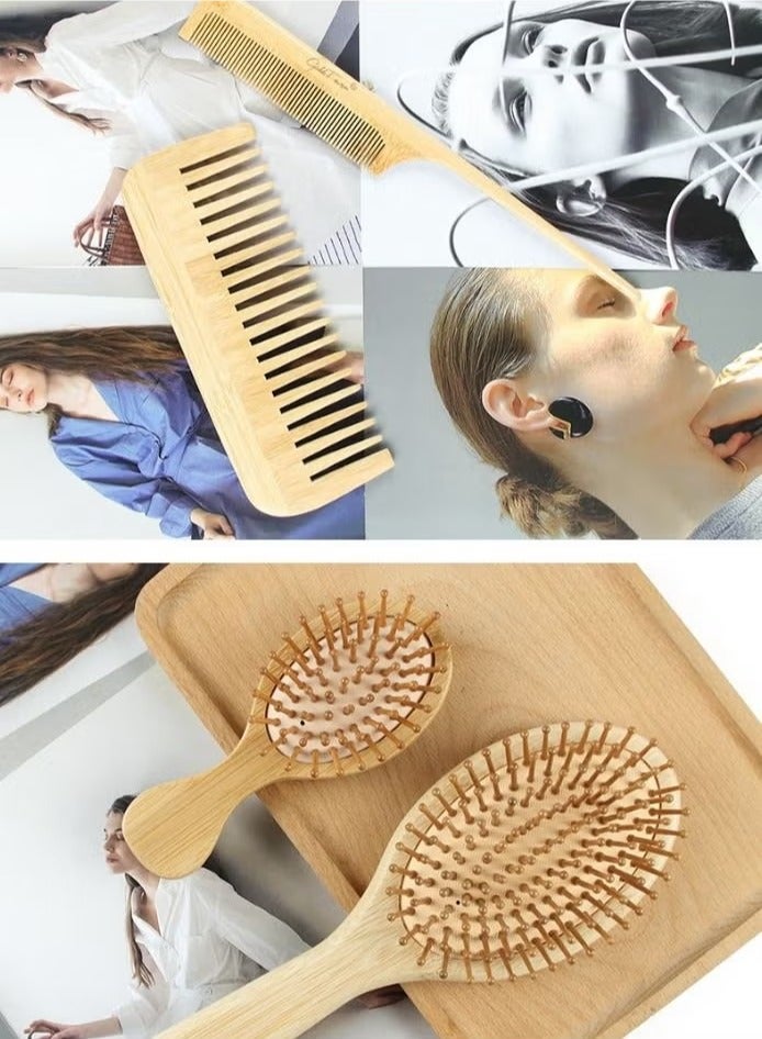 Loquat Wood Hair Brush/Hair Scalp Massage Comb Set - Image 2