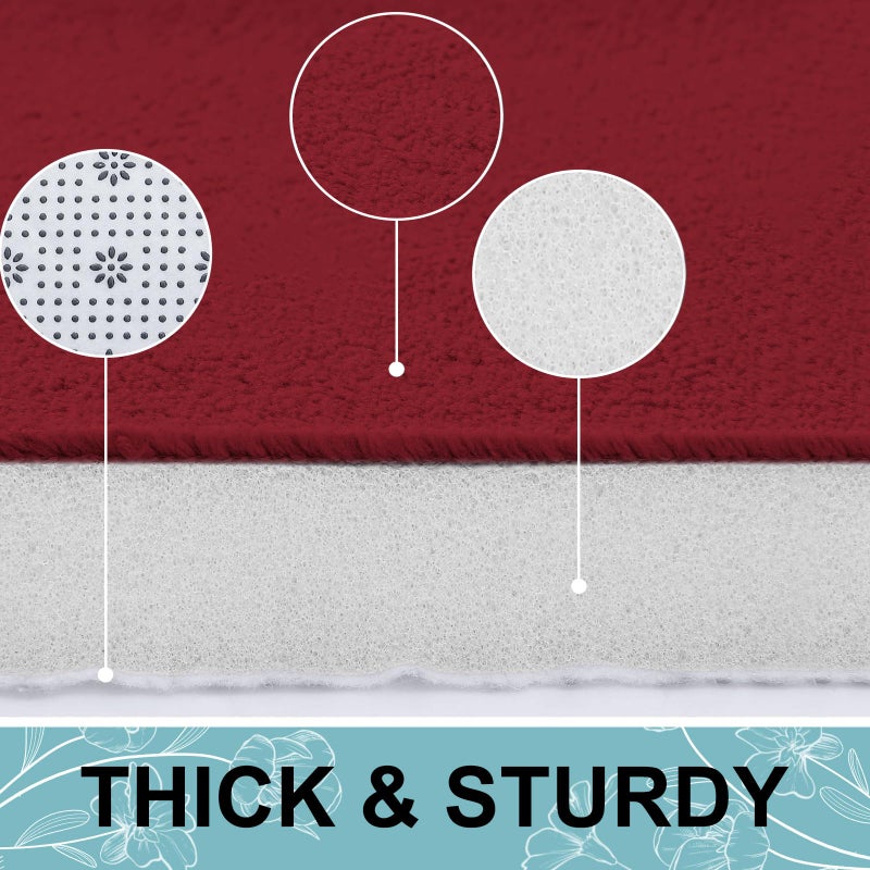 Smiry Memory Foam Bath Mat 30"" x 20""  Extra Soft Absorbent Bathroom Rugs Non Slip Bath Rug Runner for Shower Bathroom Floors  Red - Image 2