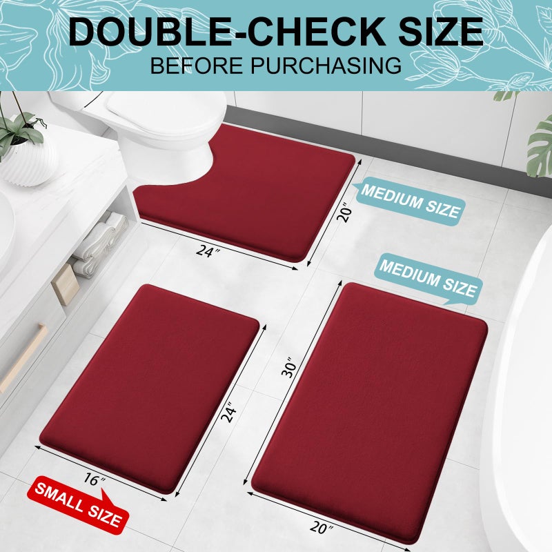 Smiry Memory Foam Bath Mat 30"" x 20""  Extra Soft Absorbent Bathroom Rugs Non Slip Bath Rug Runner for Shower Bathroom Floors  Red - Image 1