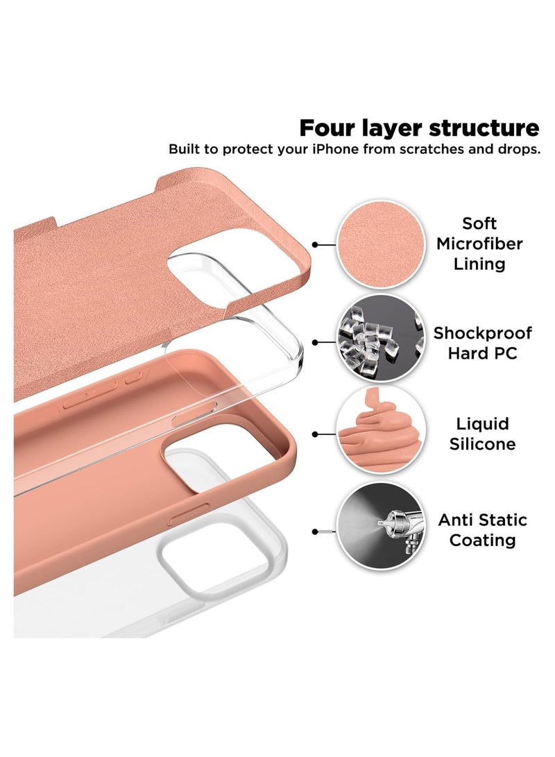 Compatible with iPhone 15 Pro Max Case, Liquid Silicone Case, Full Body Shockproof Protective Cover Slim Thin Phone Case with Soft Anti-Scratch Microfiber Lining, 6.7 inch-Bare Pink - Image 3