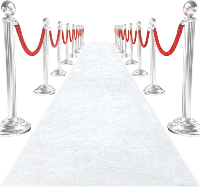 ROMANKAS White Aisle Runner for Wedding Ceremony 4x15 FT Velvet Aisle Runners Wedding Accessories Walkway Runner Outdoor Carpet Runner with Carpet Tapes Classic Wedding Reception Party Hallway Rug - Image 1