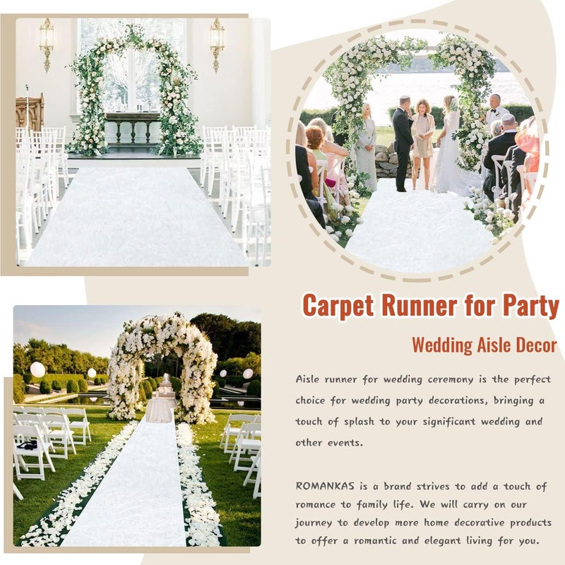 ROMANKAS White Aisle Runner for Wedding Ceremony 4x15 FT Velvet Aisle Runners Wedding Accessories Walkway Runner Outdoor Carpet Runner with Carpet Tapes Classic Wedding Reception Party Hallway Rug - Image 5