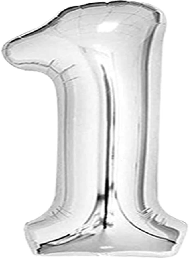 KatchOn #1 1st Birthday Silver Balloon - 32" | 1 1st Birthday Decoration Balloon | #1 Silver Balloon for 1st Birthday Party | 1 Year Kids Balloon | Anniversary Birthday Balloon