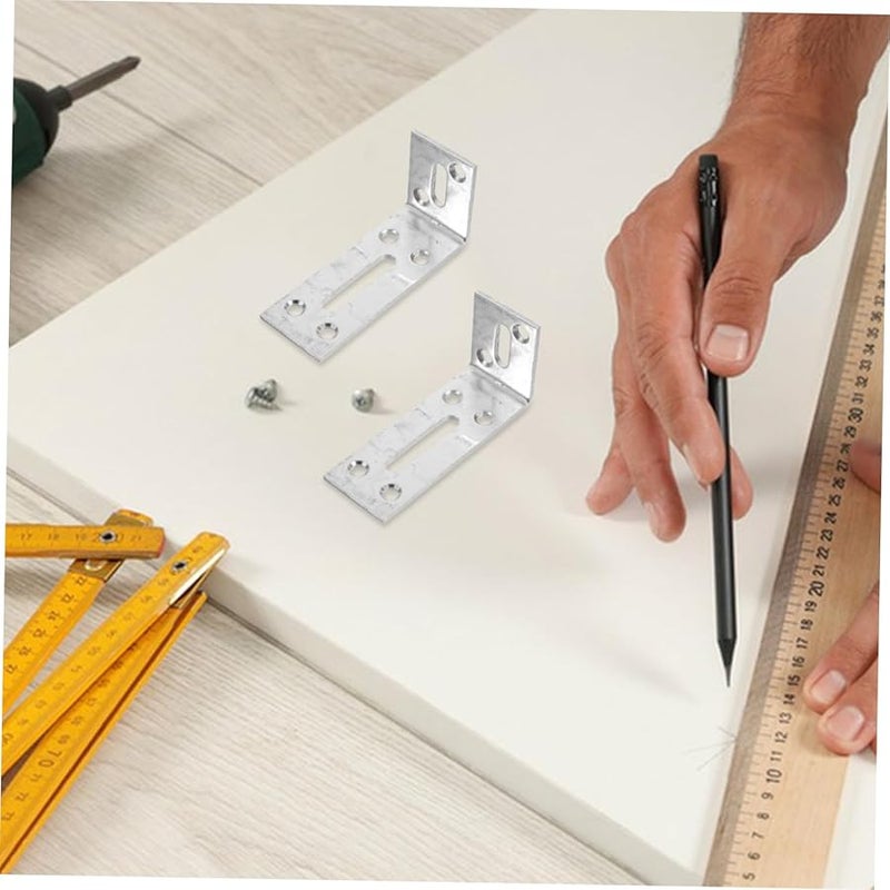 Stainless Steel L Shaped Corner Bracket Adjustable Right Angle Shelf Support 6 Pcs - Image 5