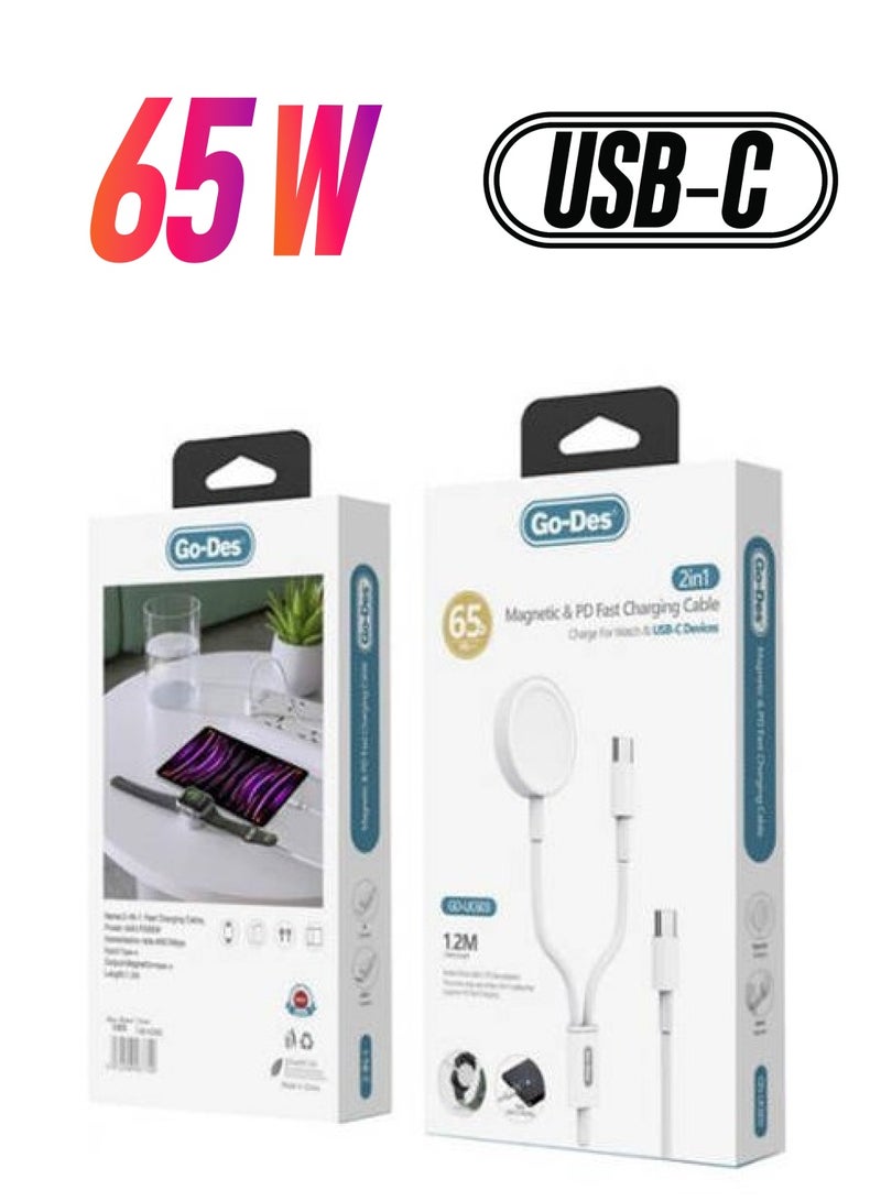 GO-DES Go Des GD-UC603 2in1 Magnetic Wireless Type-C PD Fast Charging Cable 65W 1.2M - Image 1