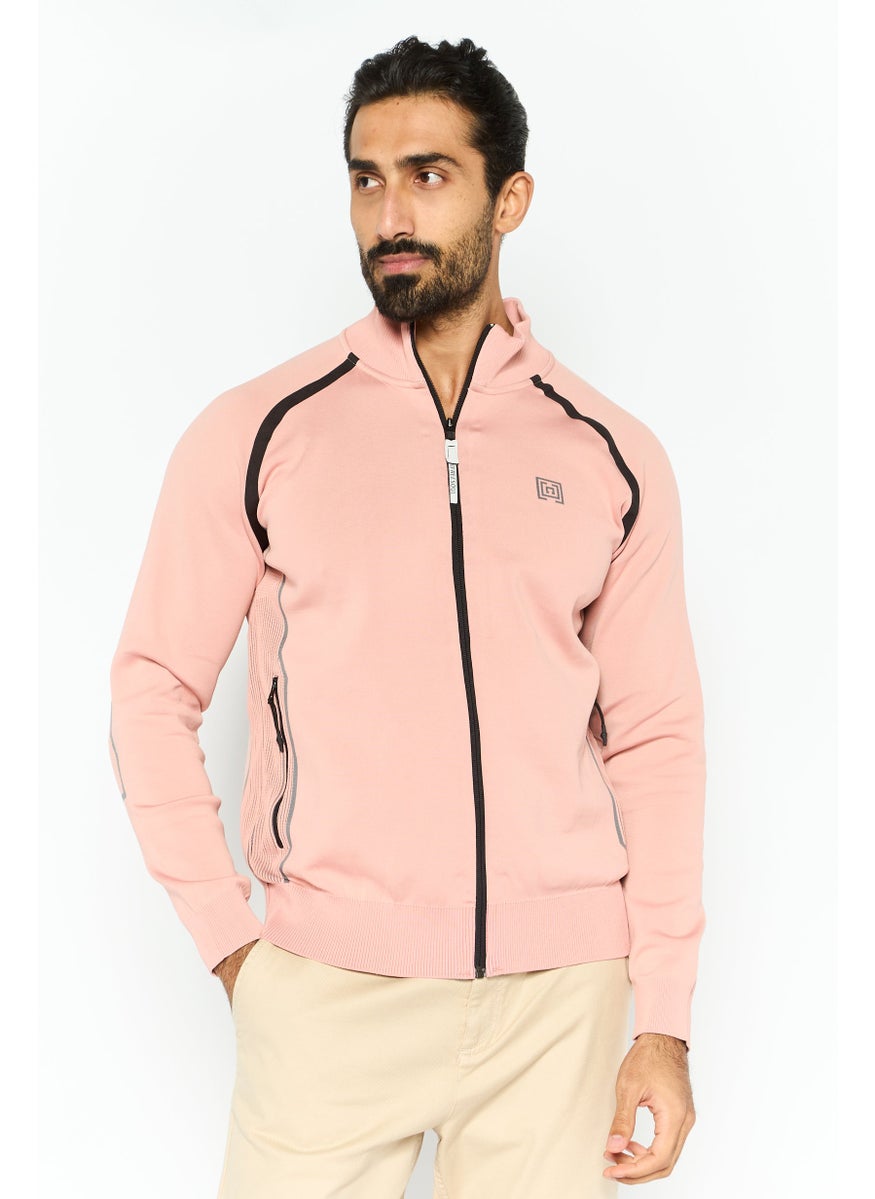 Free Soul - Men Brand Logo Bomber Jackets, Light Peach - Image 1