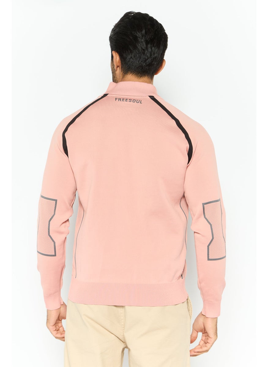 Free Soul - Men Brand Logo Bomber Jackets, Light Peach - Image 1