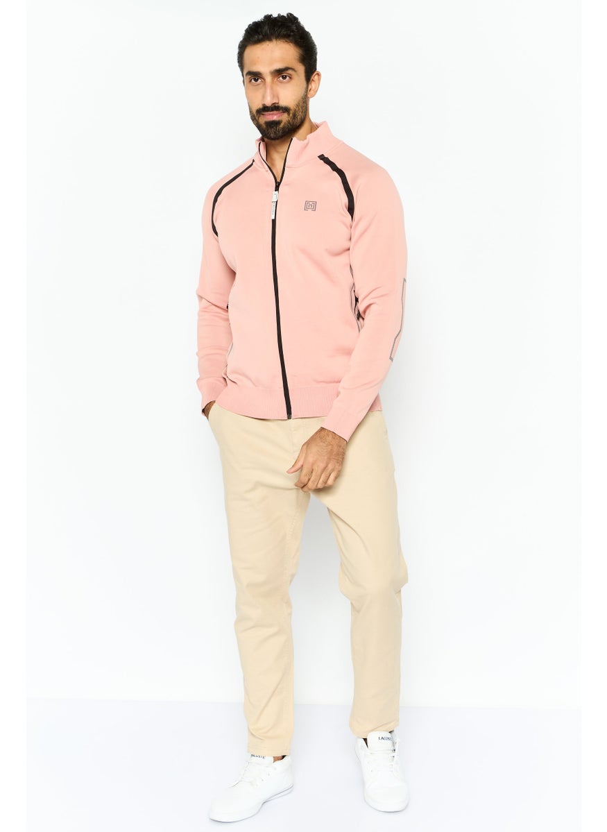 Free Soul - Men Brand Logo Bomber Jackets, Light Peach - Image 1