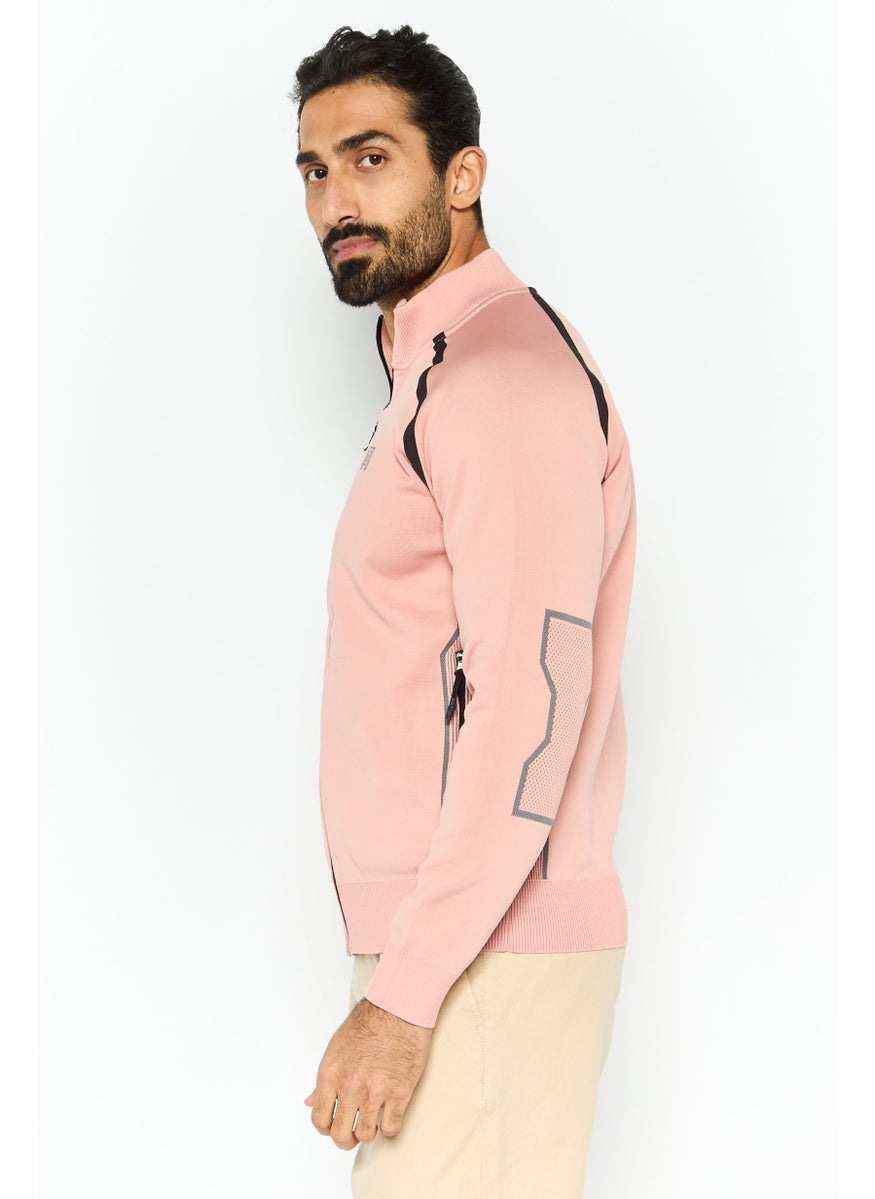 Free Soul - Men Brand Logo Bomber Jackets, Light Peach - Image 1