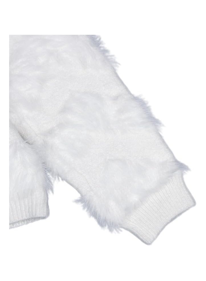 بونكا جاكيت أبيض موهير قصير برقبة على شكل V للنساء والفتيات من بونكا - Image 5