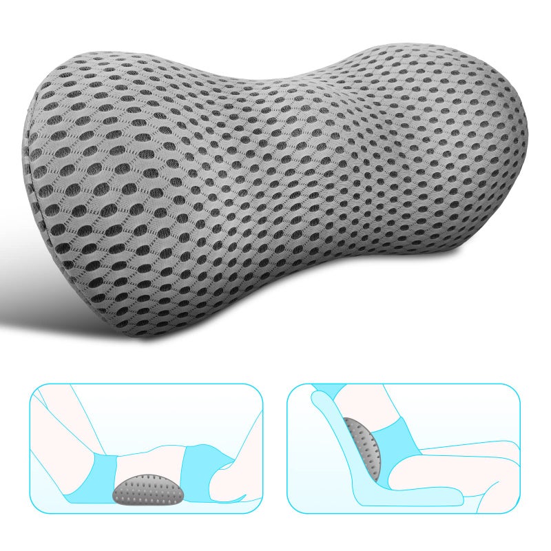 Panduo Lumbar Support Pillow - Memory Foam for Low Back Pain Relief, Ergonomic Streamline Car Seat, Office Chair, Recliner and Bed (Upgrade Gray) - Image 1