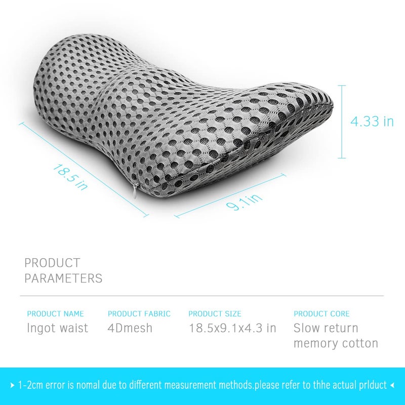 Panduo Lumbar Support Pillow - Memory Foam for Low Back Pain Relief, Ergonomic Streamline Car Seat, Office Chair, Recliner and Bed (Upgrade Gray) - Image 4