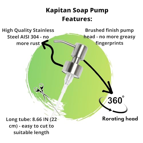 Kapitan Soap Dispenser Pump Head Replacement Spare for Standard 28/400 (26 mm - 28mm / 1.02 in-1.10 in) Neck Size, Stainless Steel Brushed Finish - Image 4