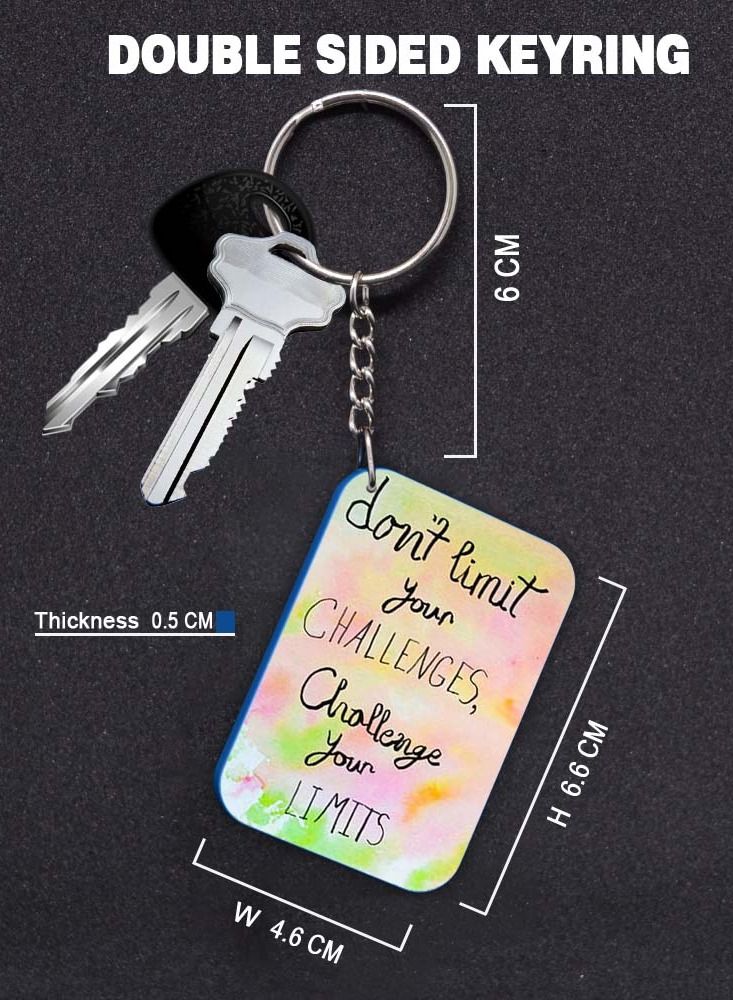 Service Zone Keychain Small Gift To Love One Rectangle Shape With Double Side Print Don’t Limit Your Challenges 